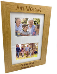 Personalised Any Engraving Double Wooden Photo Frame Gift Landscape