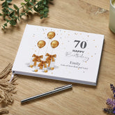 Personalised 70th Birthday Gift Guest Book Present Design.