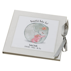 ukgiftstoreonline Personalised Beautiful Baby Girl Memory Record Memory Book With elephants Record Book ukgiftstoreonline