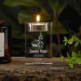 Personalised Christening Keepsake Tea Light Candle Holder With church Design