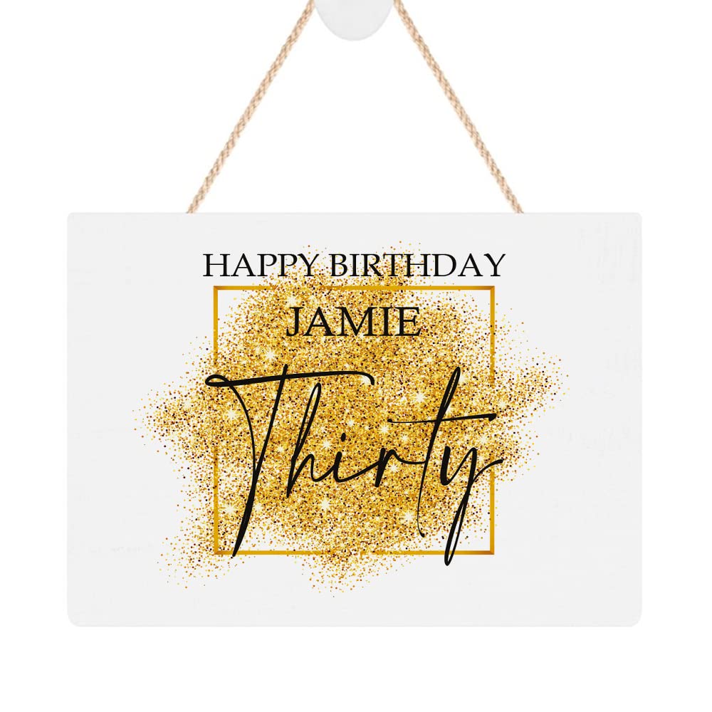 ukgiftstoreonline Personalised 30th Birthday Plaque Gift With Gold Sparkles Design Personalised Plaque Gift ukgiftstoreonline