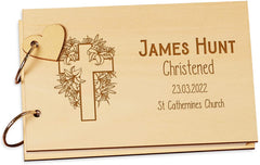 Personalised Christening Scrap Book or Guest Book Floral Cross