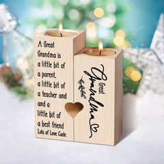 Personalised Great Grandma Double Tea Light Candle Holder Gift
