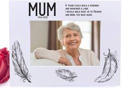 ukgiftstoreonline Mum Remembrance Memorial White Photo Frame wood finish Landscape