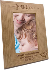 Personalised Great Gran Love Heart Engraved Photo Frame Gift FW650
