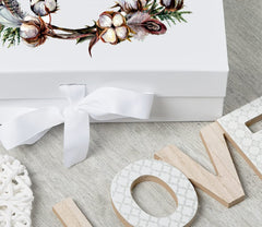 ukgiftstoreonline Personalised Wedding Keepsake Memory Box Gift with Watercolour Rustic Cotton Design