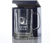 ukgiftstoreonline Personalised Any Name Engraved Pint Glass Beer Tankard Gift Barrel Design Gift for Him