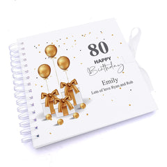 Personalised 80th Birthday Guest Book Scrapbook or Album Gold Presents