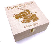 ukgiftstoreonline Personalised Elephant Design Baby Wooden Keepsake Memories Box Gift