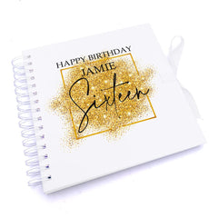 Personalised 16th Birthday Gift Scrapbook or Photo Album Gold Sparkles