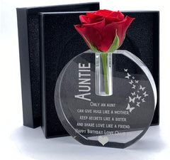 ukgiftstoreonline Personalised Auntie Gift Crystal Glass Flower Vase With Engraving