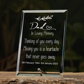 Dad In Loving Memory Personalised Memorial Funeral Glass Plaque