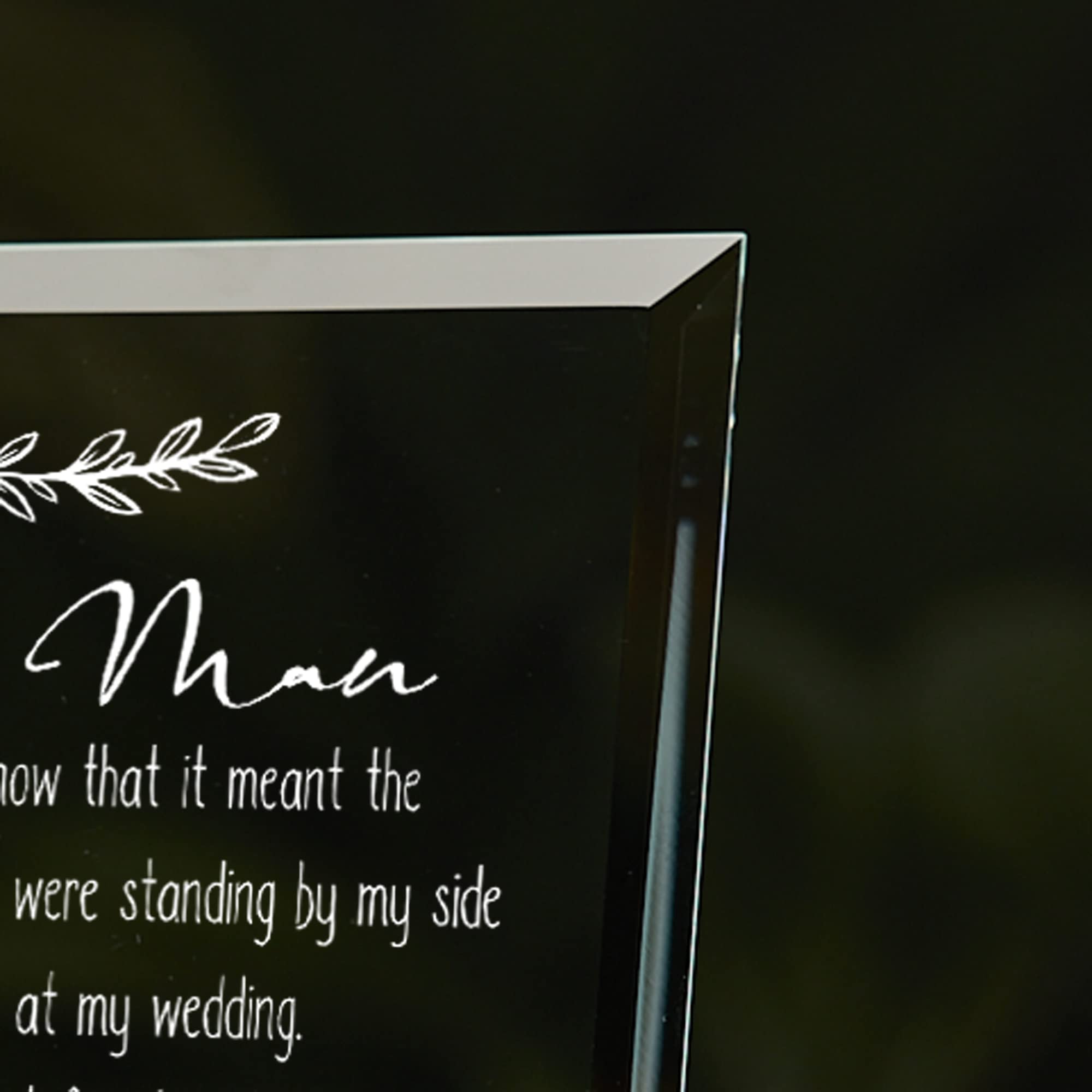 Best Man Sentiment Personalised Glass Plaque Gift Leaf Design Personalised Plaque Gift ukgiftstoreonline