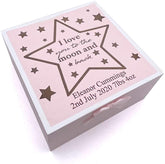 Personalised Baby Girl Pink Memories Keepsake Box Love You To The Moon