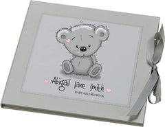 ukgiftstoreonline Personalised Baby Girl Keepsake Memories Record Book With Teddy