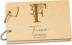 Personalised Wooden Scrap Book or Guest Book With Floral Alphabet