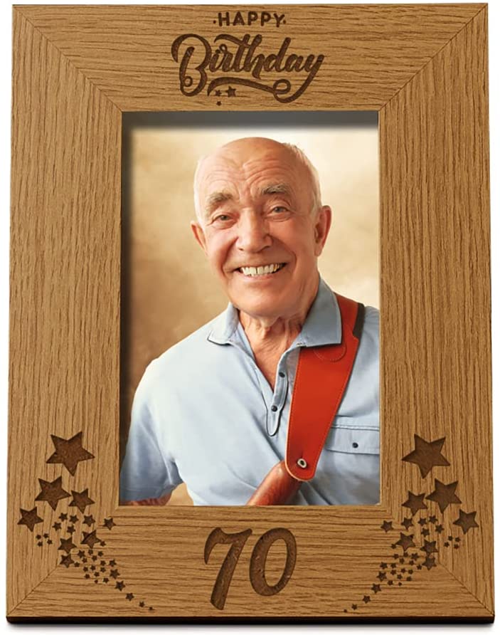 Happy 70th Birthday Portrait Photo Frame Star Design Gift Photo Frame ukgiftstoreonline