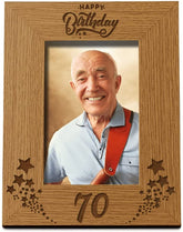 Happy 70th Birthday Portrait Photo Frame Star Design Gift