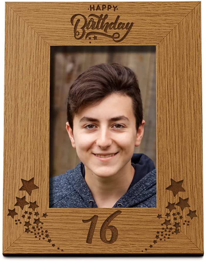 Happy 16th Birthday Portrait Photo Frame Star Design Gift Photo Frame ukgiftstoreonline