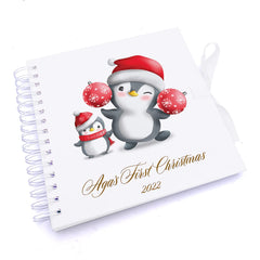 Personalised Baby's First Christmas Scrapbook Photo Album Penguins