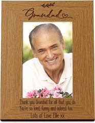 Personalised Grandad Sentiment Wooden Portrait Photo Frame Gift