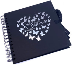 Sister Black Scrapbook Guest Book Or Photo Album with Silver Script