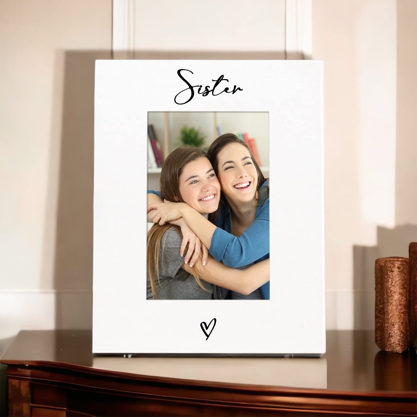 White 6x4 Portrait Picture Photo Frame Sister Heart Photo Frame ukgiftstoreonline