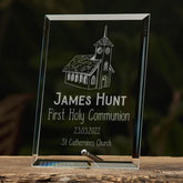 ukgiftstoreonline Personalised First Holy Communion Keepsake Gift Glass Plaque With Church Design