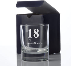 Engraved Personalised 18th Birthday Whiskey Glass Gift Boxed