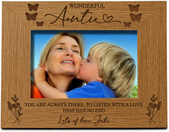 Personalised Wonderful Auntie Engraved Wooden Photo Frame Gift