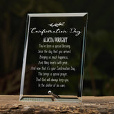 Confirmation Day Sentiment Personalised Glass Plaque Gift Leaf Design