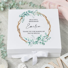 Personalised Bridesmaid Keepsake Box Wedding Memory gift box With Leaves