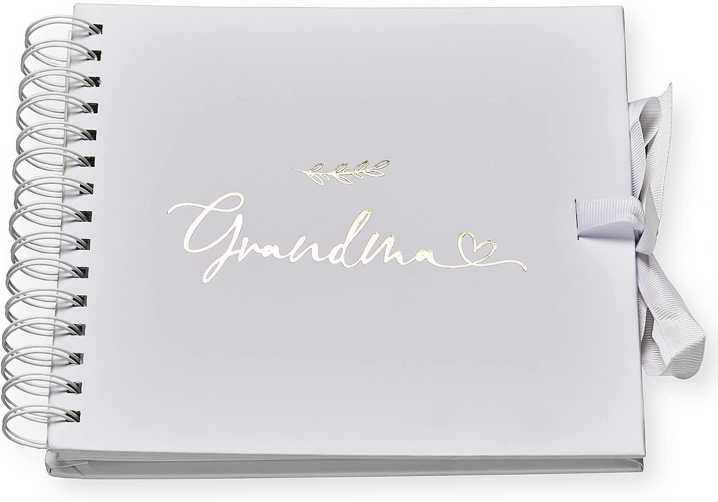 Grandma White Scrapbook Photo album With Gold Script Leaf Design Scrapbook ukgiftstoreonline