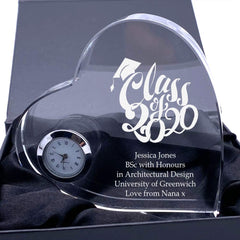 ukgiftstoreonline Gift For Graduate Engraved Heart Crystal Glass Clock
