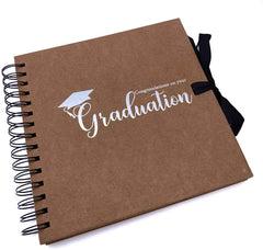 Graduation Themed Brown Scrapbook Photo Album with Gold Script
