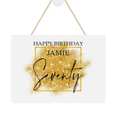 ukgiftstoreonline Personalised 70th Birthday Plaque Gift With Gold Sparkles Design