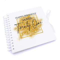 Personalised 21st Birthday Gift Scrapbook or Photo Album Gold Sparkles