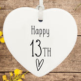 ukgiftstoreonline 13th Birthday ornament, 13th keepsake, 13th ceramic heart gift