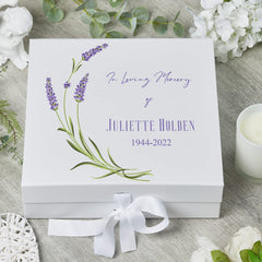 Personalised In Loving Memory Remembrance Keepsake Box Lavender design
