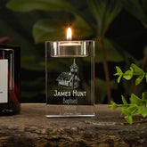 Personalised Baptism Keepsake Tea Light Candle Holder With church