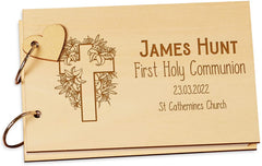 Personalised First Holy communion Scrap Book or Guest Book Floral Cross