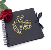 Memorial Remembrance Black Scrapbook Guest Book Photo Album Gold Script