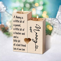 Personalised Nanny Double Tea Light Candle Holder Gift