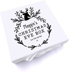 ukgiftstoreonline Personalised Christmas Eve Box With Reindeer Wreath Design