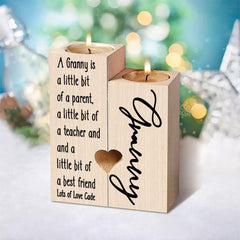 Personalised Granny Double Tea Light Candle Holder Gift