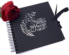 Memorial Remembrance Black Scrapbook Guest Book Photo Album Silver Script