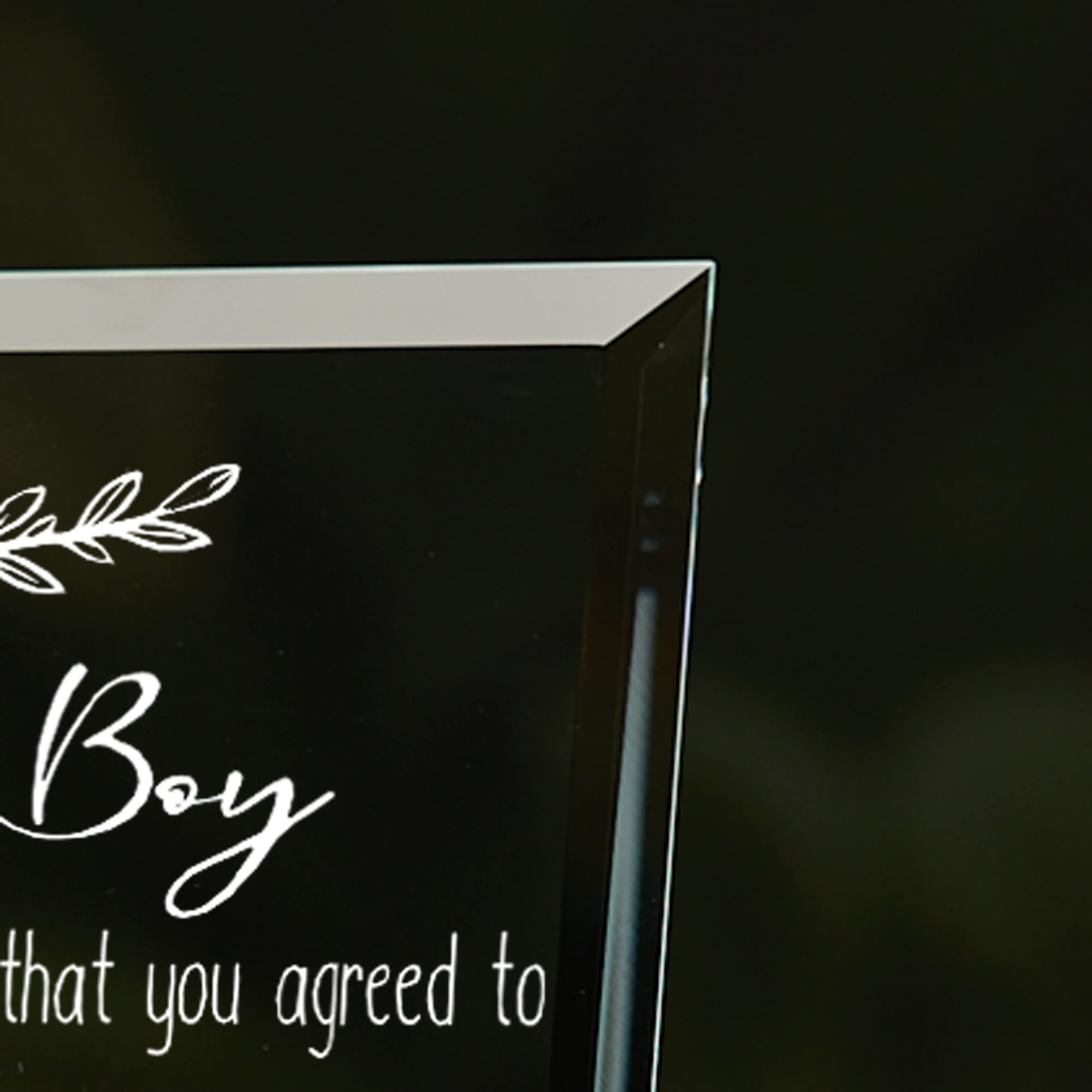 Page Boy Sentiment Personalised Glass Plaque Gift Leaf Design Personalised Plaque Gift ukgiftstoreonline