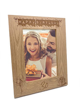 30th Birthday Photo Frame Portrait Wooden Engraved Bunting Style Gift