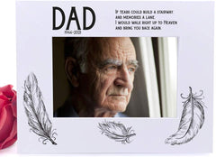 ukgiftstoreonline Dad Remembrance Memorial White Photo Frame wood finish Landscape