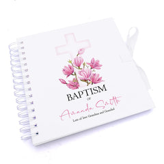 Personalised Baptism Pink Cross Guestbook Scrapbook Photo Album